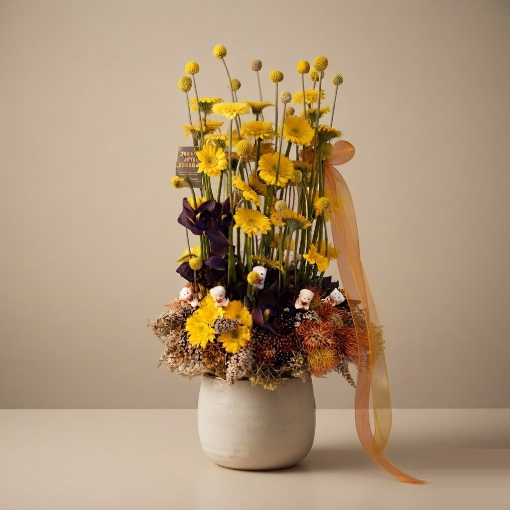 Ayıcıklı Sarı Gerbera Bahçesi
